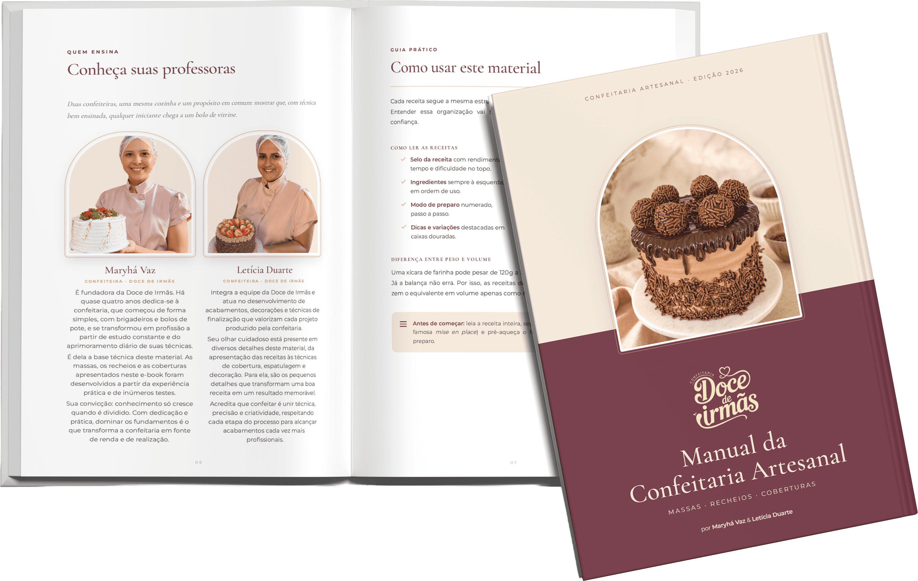 Manual da confeitaria aberto e capa